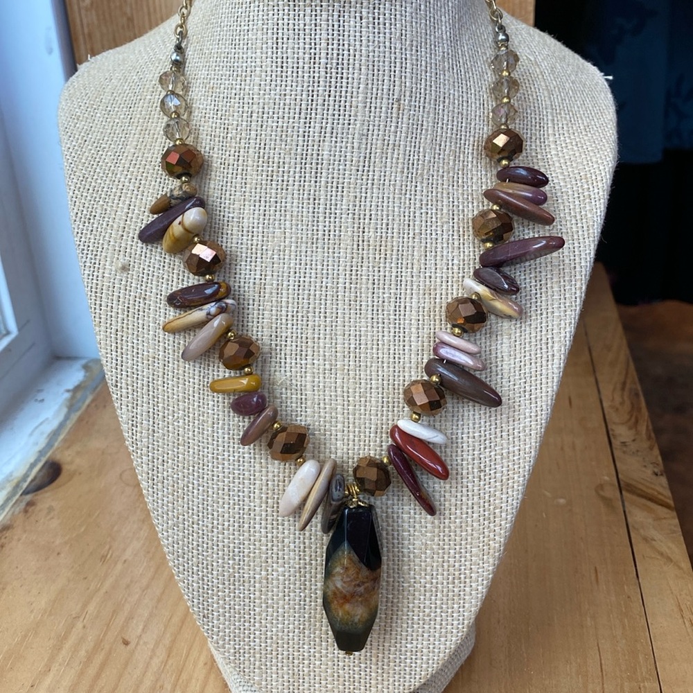 Autumn Gemstone Large Focal Agate Statement Necklace